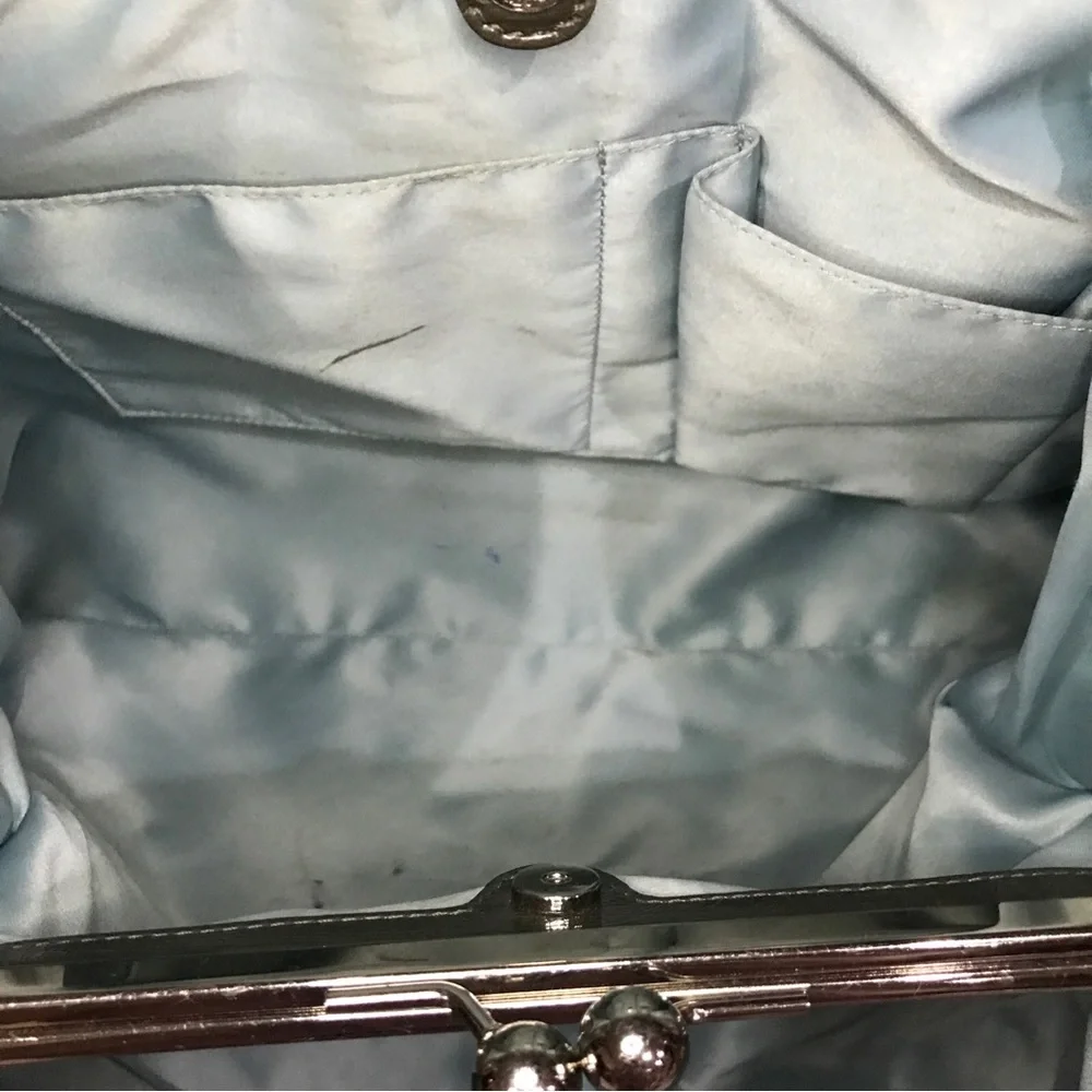 Coach Gray Patent Leather Kisslock Satchel Bag F15658